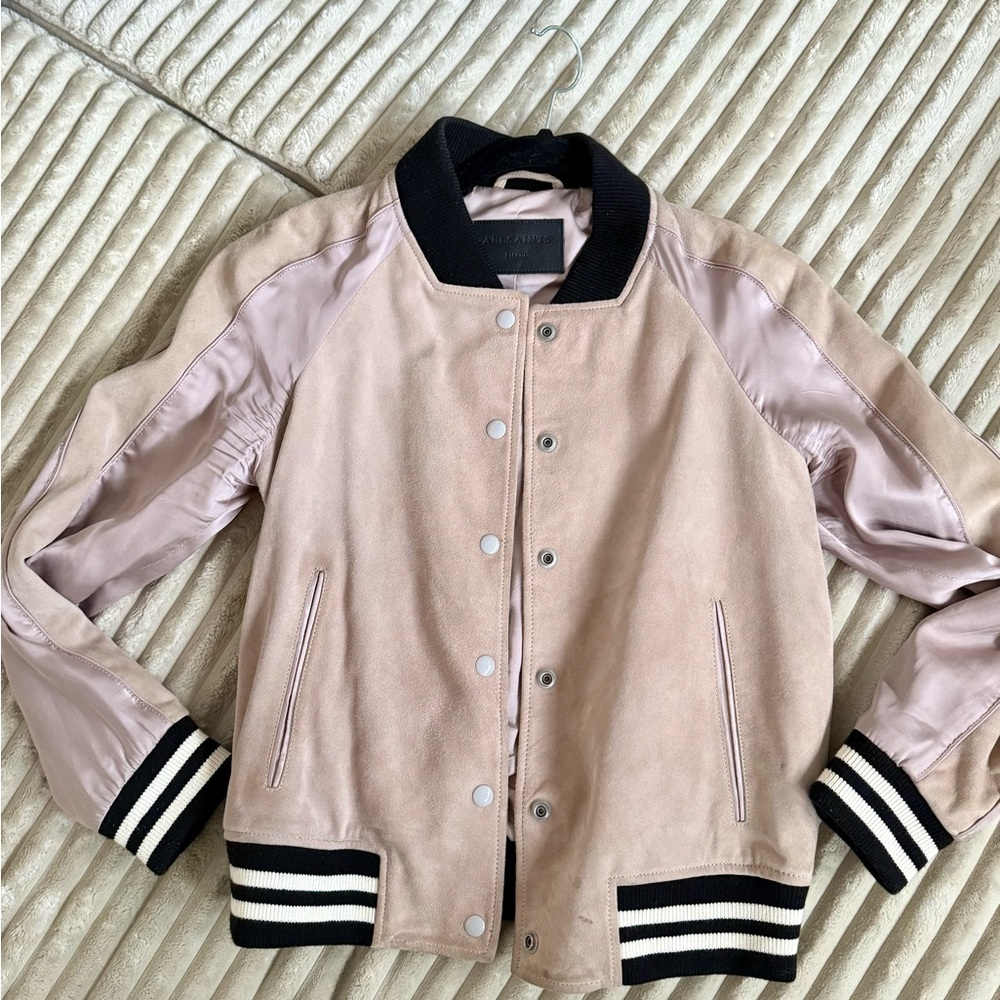 All Saints Women's Light Pink Varsity Jacket